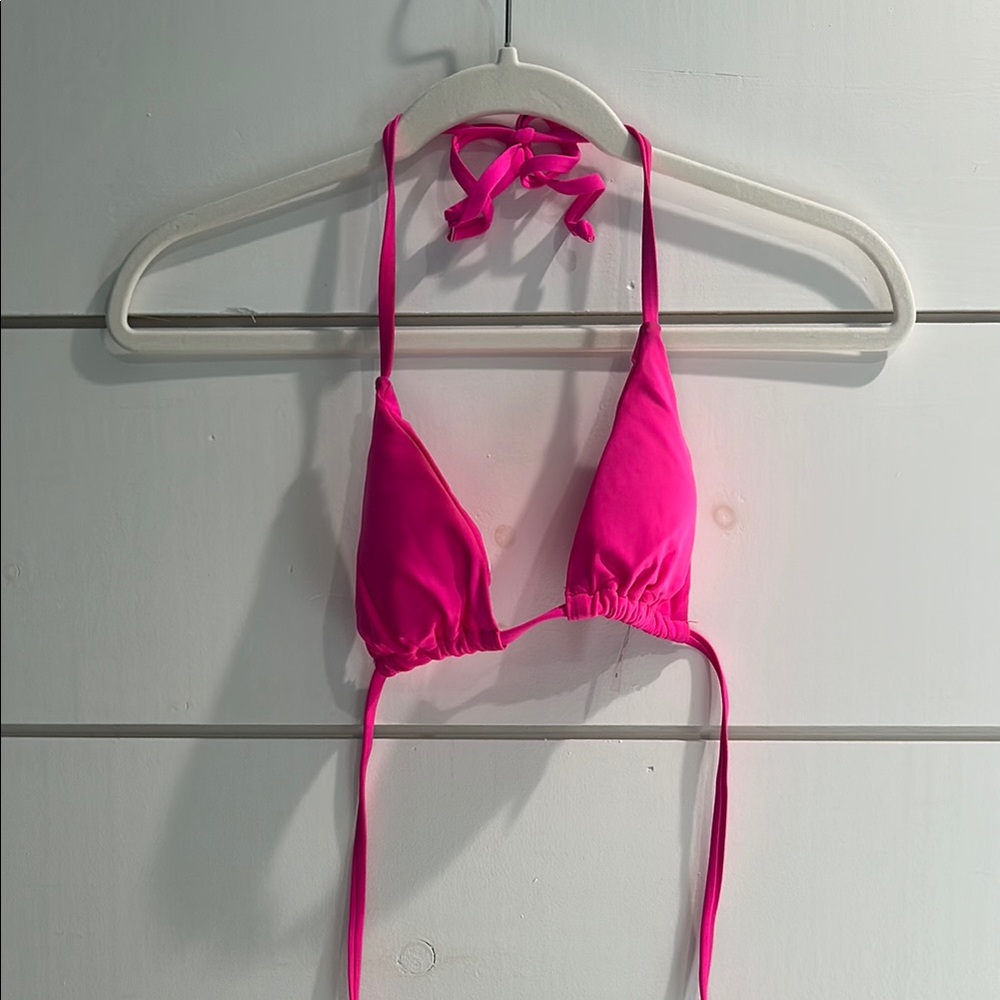 Vibrant Pink Triangle Bikini Top